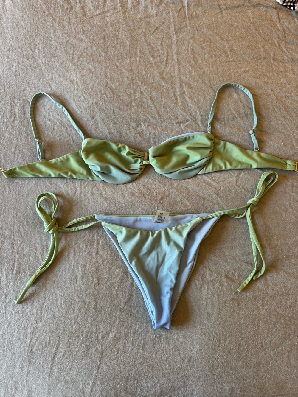 Green Twist Front Tie-Side Bikini Set
